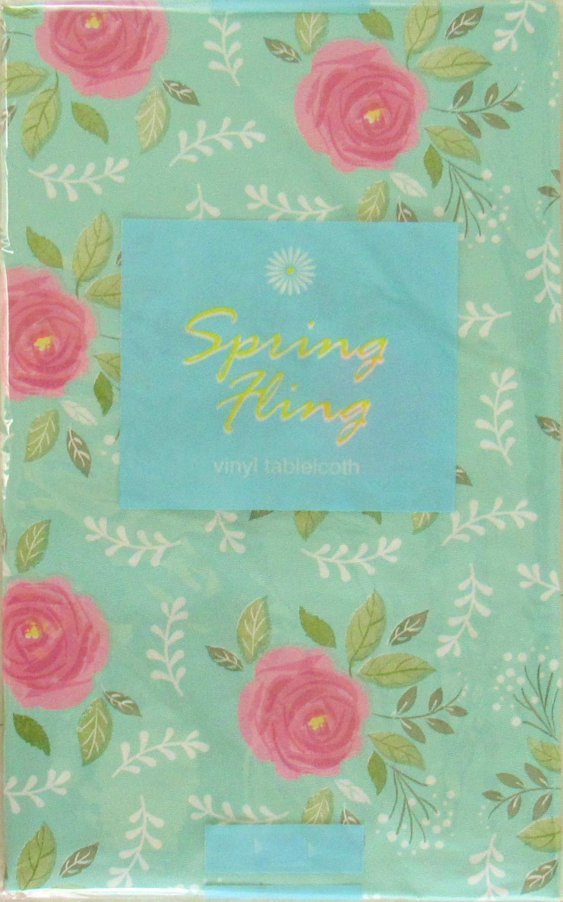 Rose Impressions Vinyl Flannel Back Tablecloth 52x52 Inch Square - Waterproof & Stain-Resistant for Dining, Kitchen, Picnic, Party Decor