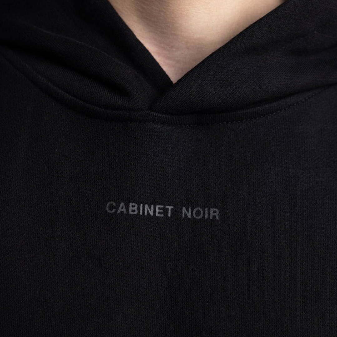 Black Pullover Hoodie with Noir Font Logo - Cozy and Stylish for Casual Wear, Street Fashion & Outdoor Activities