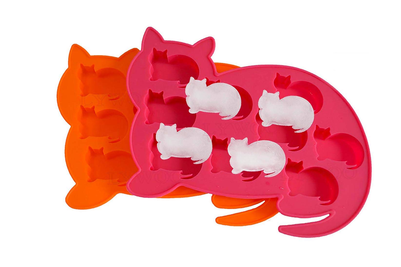 Cat Shaped Silicone Ice Cube Tray & Treat Mold - Fun Kitty Ice Cubes for Drinks & Baking - Perfect Cat Lover Gift for Birthday, Christmas, Mother's Day, Father's Day - 2 Pack - Great for Cocktail Parties, DIY Desserts & Pet Treats