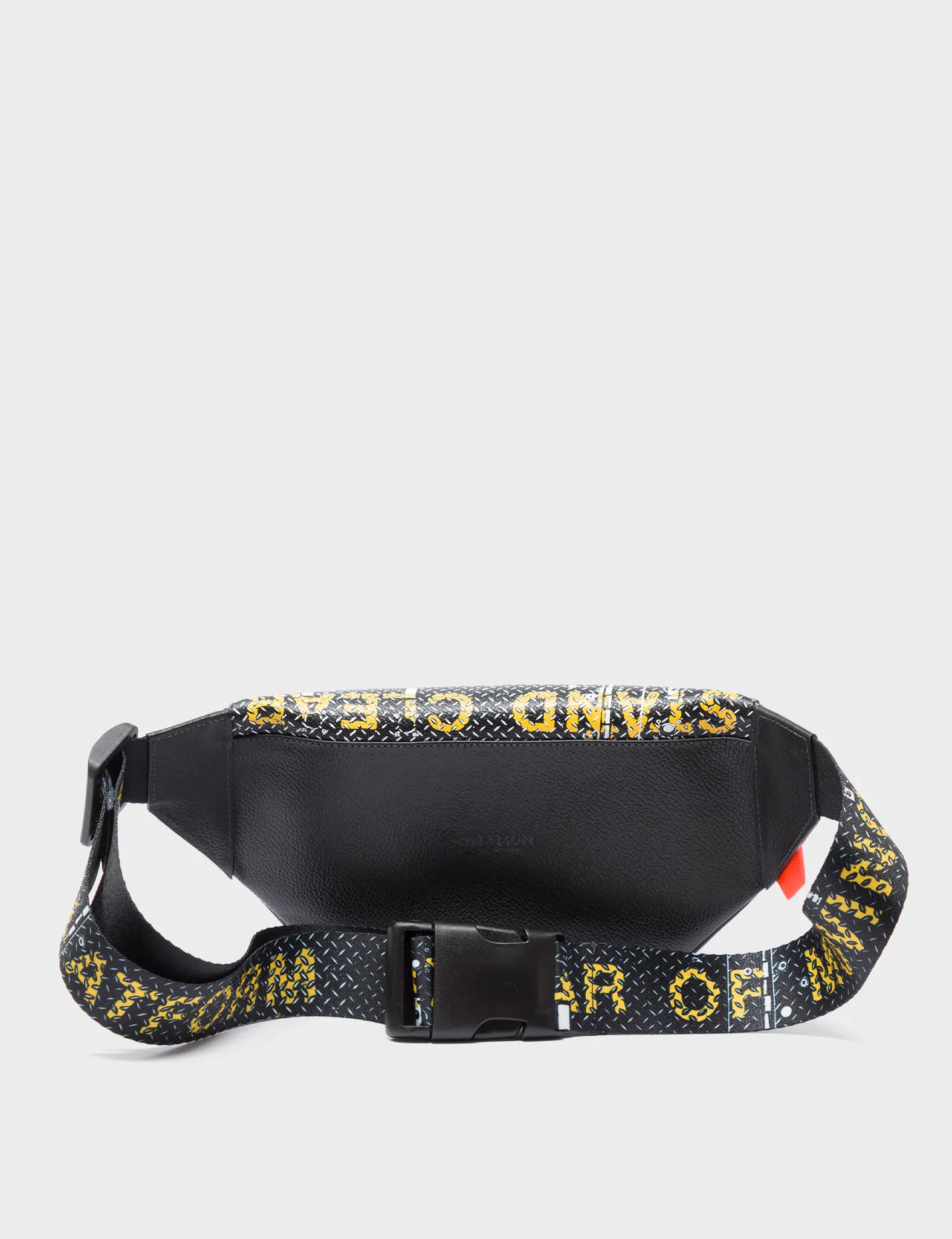 Harold Black Leather Fanny Pack with Metal Platform Design - Stylish Waist Bag for Travel, Hiking & Everyday Use