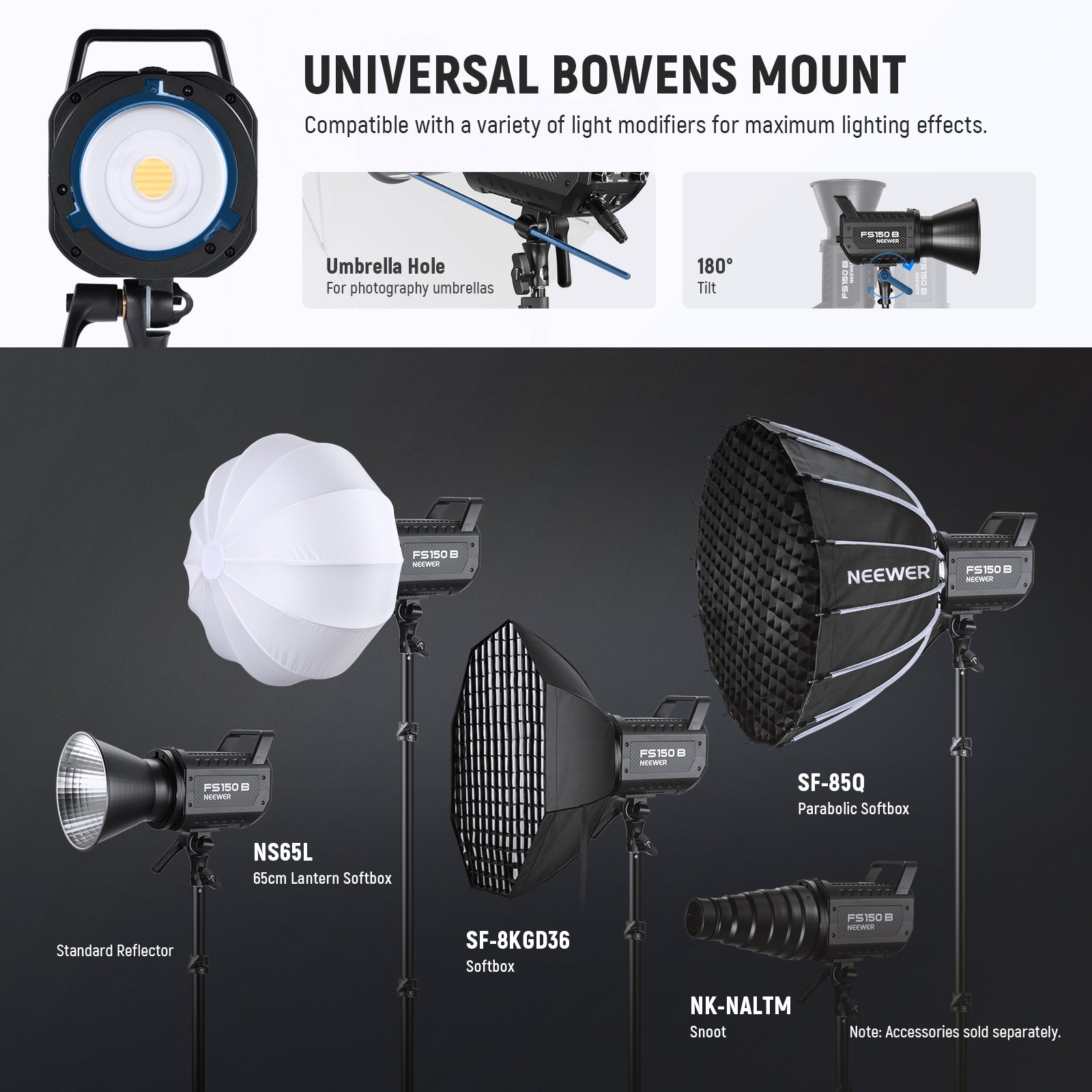 NEEWER FS150B 130W Bi-Color LED Video Light Panel - Professional Continuous Lighting for Photography, YouTube Videos, Studio Streaming & Live Broadcasting