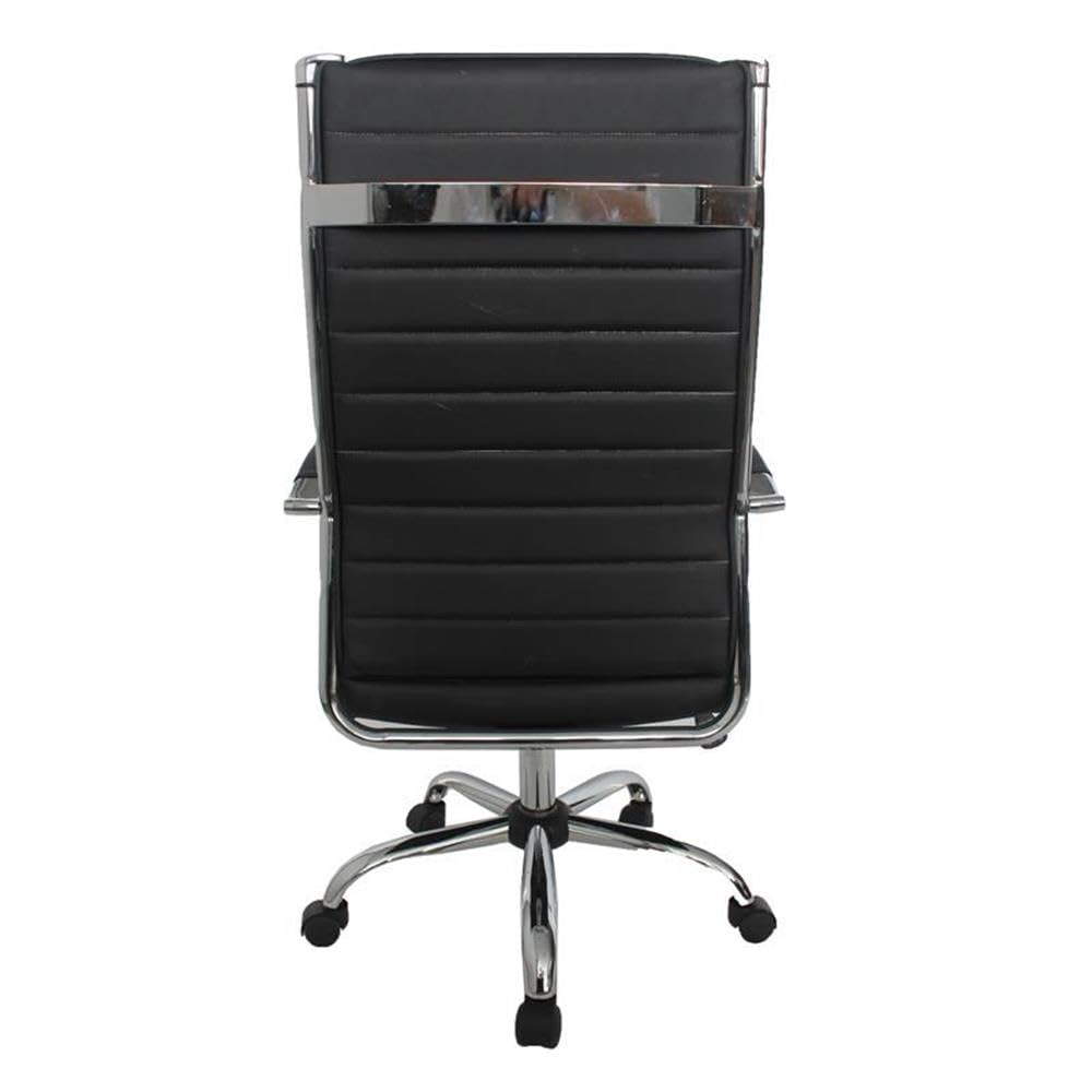 Furniture of America Damse Faux Leather Large Adjustable Office Chair in Black - Ergonomic Executive Desk Chair for Home Office, Gaming & Workstation