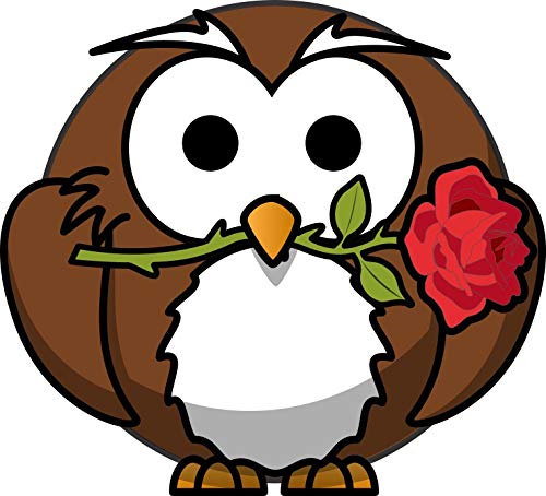 StickerTalk Owl with Rose Vinyl Sticker - 5x4.5 Inch Waterproof Decal for Laptops, Water Bottles & DIY Crafts - Cute Aesthetic Stickers for Scrapbooking & Journaling