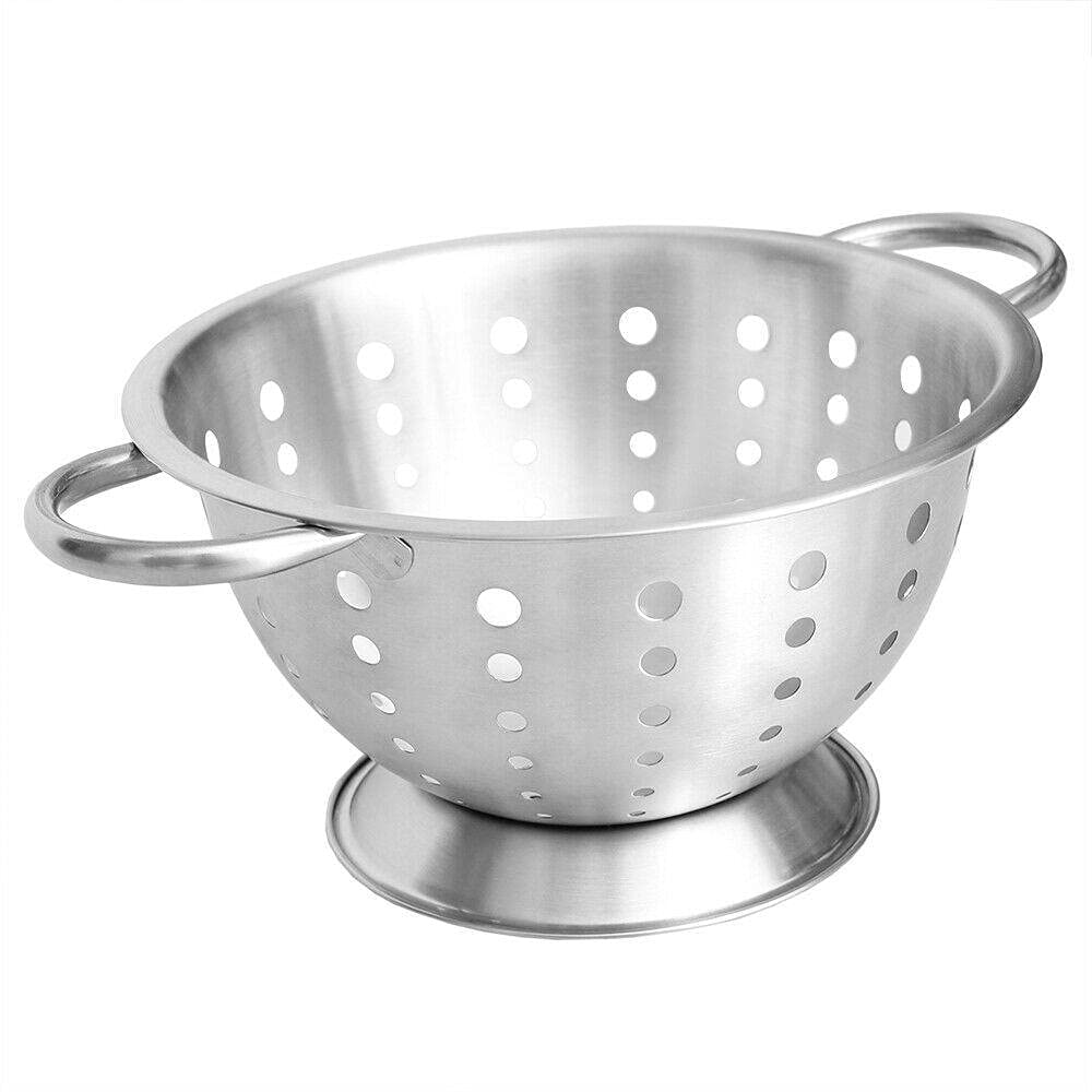 3 Qt Stainless Steel Colander with Easy-Grip Handles - Durable Kitchen Strainer for Pasta, Vegetables & Fruits - Perfect for Cooking, Baking & Food Prep - Silver Kitchen Essential