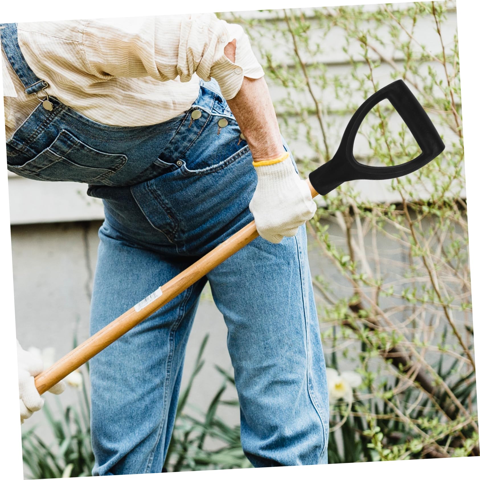 Yardwe 1-Piece Triangular Grip Metal Shovel Handle - Ergonomic Rake & Tool Handle Replacement for Gardening, Landscaping & Yard Work - Durable Plastic Coated Steel Shaft for Comfortable Use
