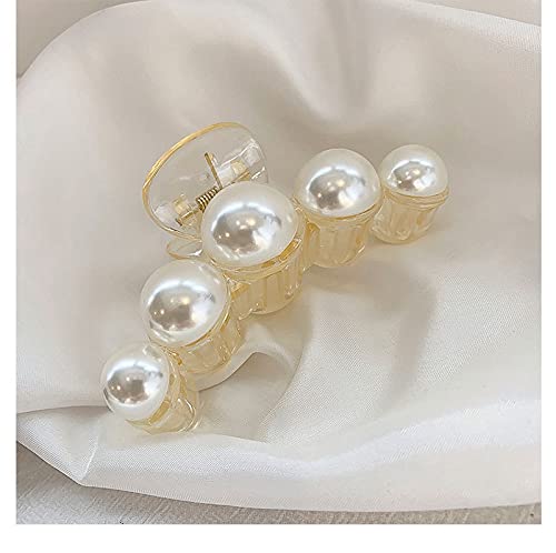 ANNA CREATIONS 2-Pack Korean Fashion Large Pearl Hair Claw Clips for Women & Girls - Elegant Hair Barrettes & Jaw Clips for Long Hair - Perfect for Weddings, Parties & Daily Styling