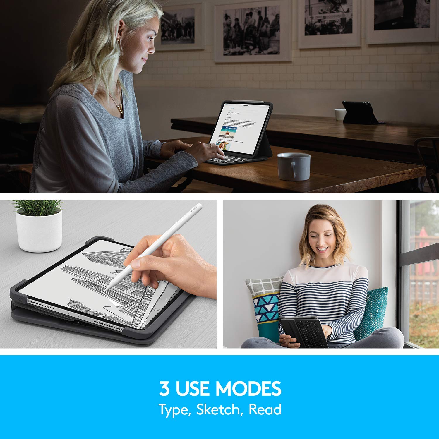 Logitech Slim Folio PRO Keyboard Case for iPad Pro 12.9-Inch (3rd Gen 2018) - Ultra Thin Protective Cover with Backlit Keys | Perfect for Work, Travel & Study