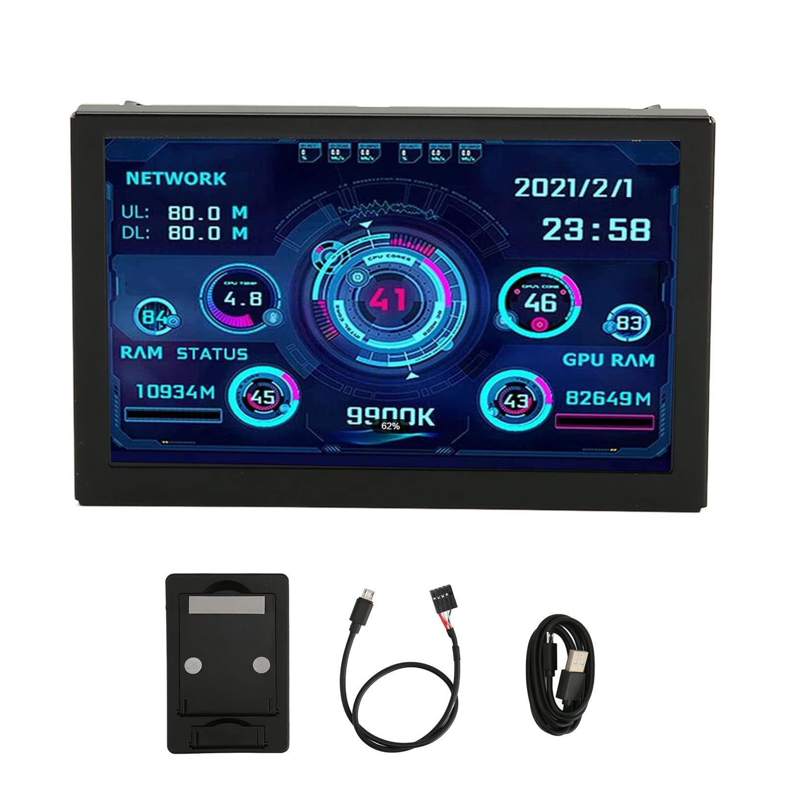 5 Inch IPS PC Temperature Monitor - 800x480 HD Display for Computer CPU/GPU Cooling System | Office & Gaming PC Setup Accessory