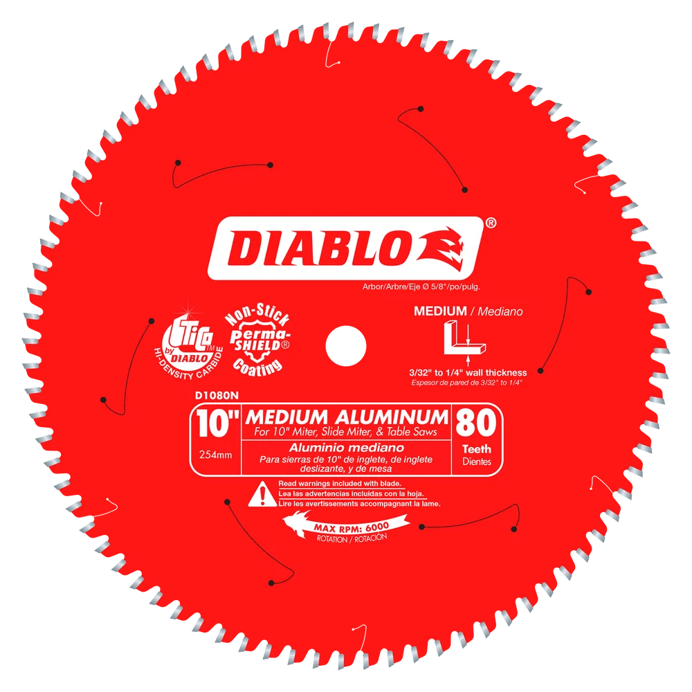 10-Inch 80-Tooth Medium Aluminum Saw Blade - 4 Pack for Woodworking, Metal Cutting & DIY Projects