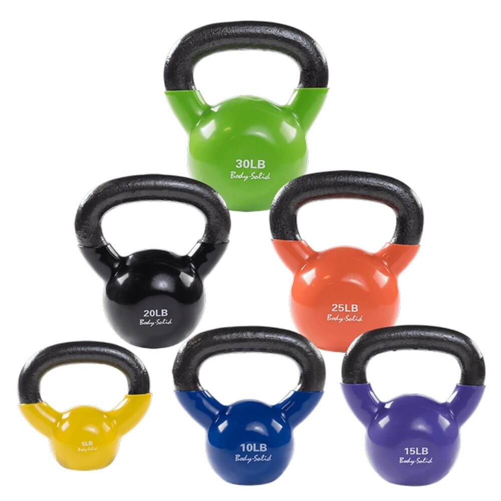 Body Solid Vinyl Coated Kettlebell Set (KBVS) - Durable Home Gym Equipment for Strength Training & CrossFit Workouts
