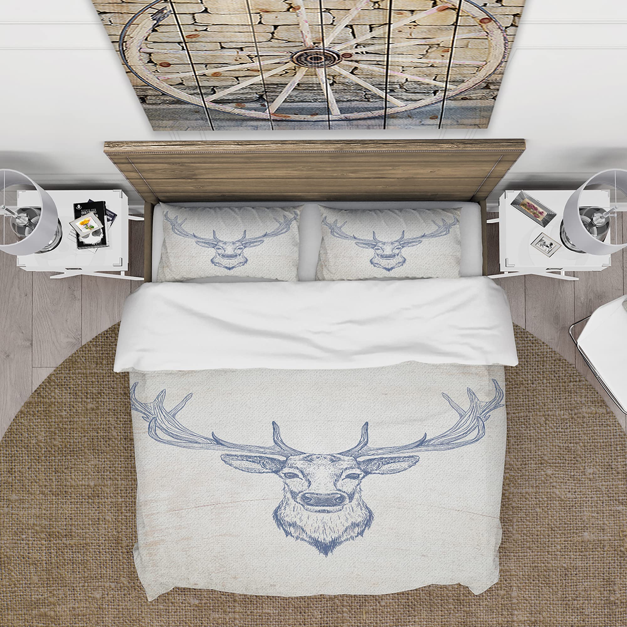 DesignQ Moroccan Orange Tiles Collage IV Farmhouse Duvet Cover Set - Blue Twin Size 3-Piece All Season Bedding | Perfect for Guest Rooms, Vacation Homes & Cozy Farmhouse Bedrooms
