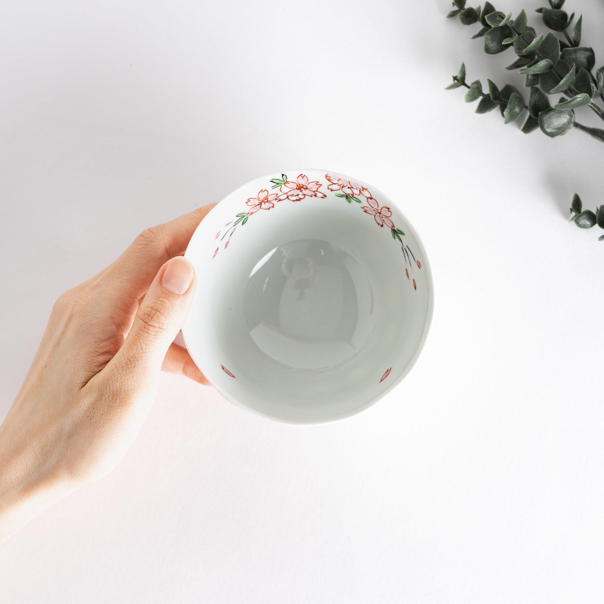 Premium Sakura Faceted Rice Bowl Set - Handcrafted Ceramic Japanese Style Soup & Rice Dish - Perfect for Asian Cuisine, Home Dining & Gift Giving