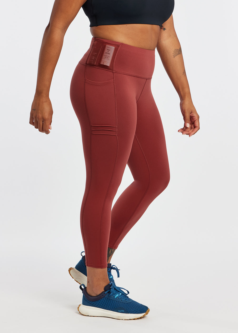 Pocket Jogger 3/4 Running Tights for Women - High Waist Yoga Workout Leggings with Side Pockets - Perfect for Jogging, Gym, Yoga & Outdoor Activities