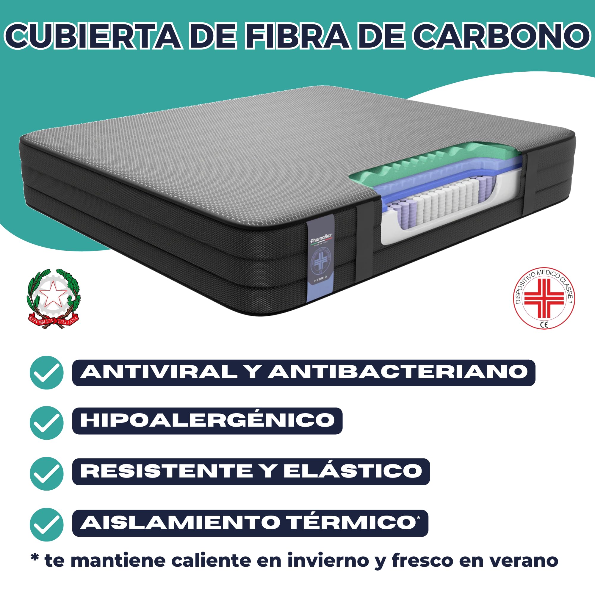 **Orthopedic Air Mattress with Memory Foam & Spinal Decompression Technology - Hybrid 160x190cm - Made in Italy | Ideal for Back Pain Relief, Pressure Sores & Comfortable Sleep**
