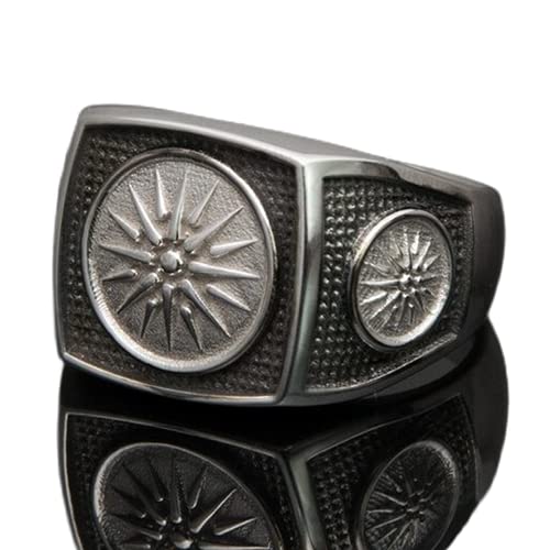 925 Sterling Silver Men's Signet Ring - Unique Oxidized Statement Ring for Men - Modern Sun Design Jewelry Gift for Him - Perfect for Weddings, Parties & Everyday Wear