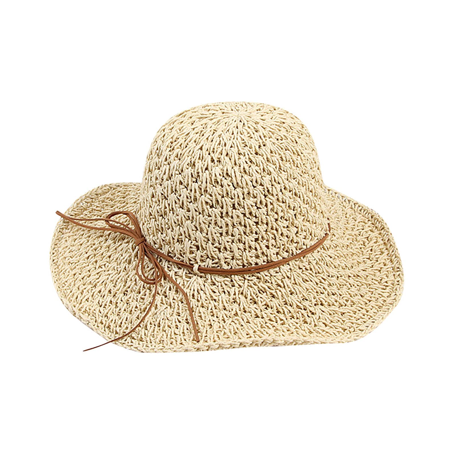 Women's Wide Brim Straw Sun Hat - Foldable UPF 50+ UV Protection Beach Hat for Summer Travel, Outdoor Activities & Fall Fashion Accessories