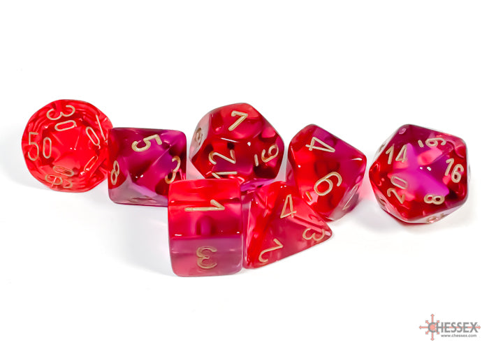 26467 Poly Gemini Translucent Red Violet/Gold - Premium Quality Translucent Dice Set for Tabletop RPG Games, D&D, Board Games and Collectors