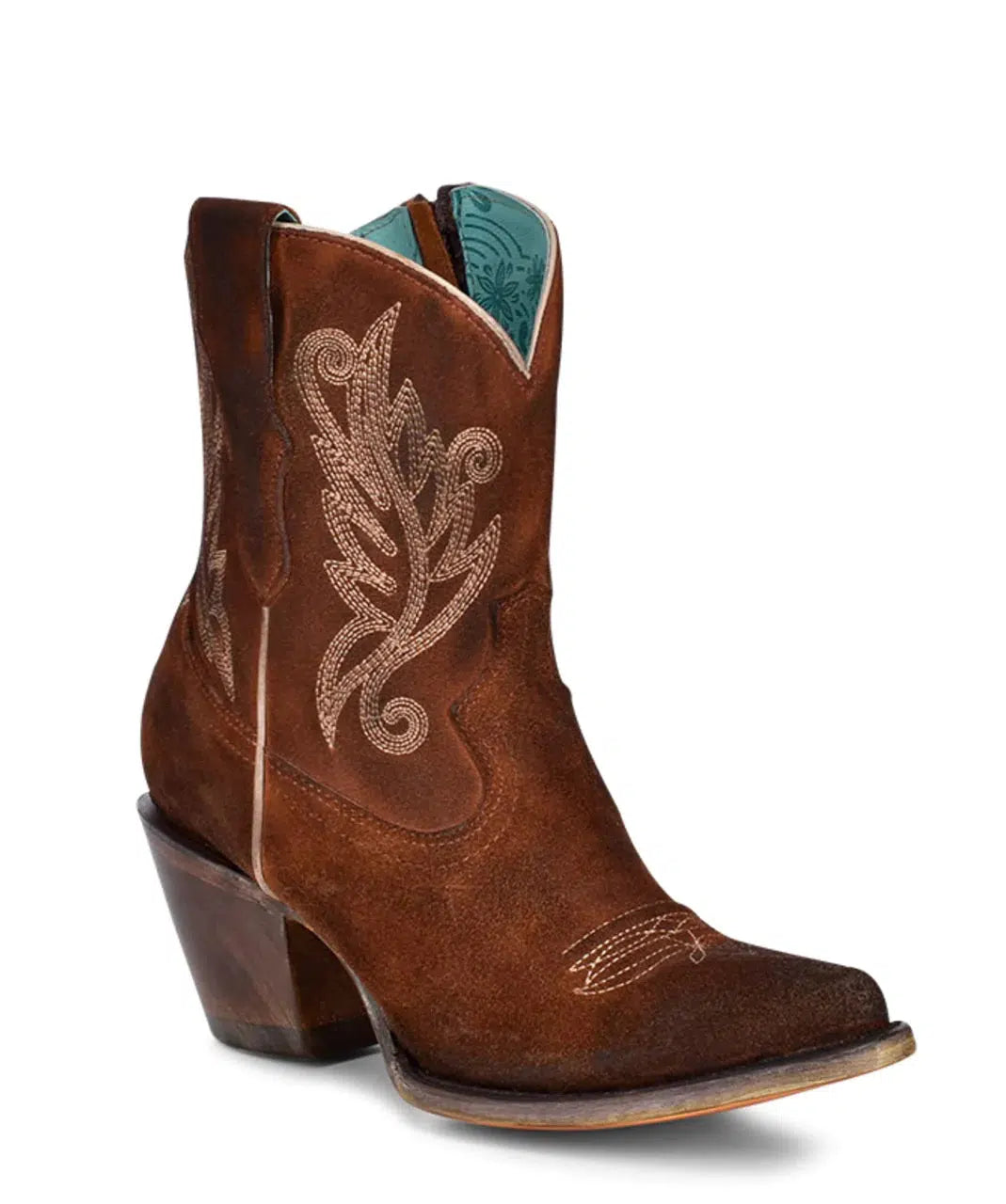 A4257 Women's Brown Western Cowgirl Leather Ankle Boots - Stylish & Comfortable for Riding, Country Dancing & Everyday Wear