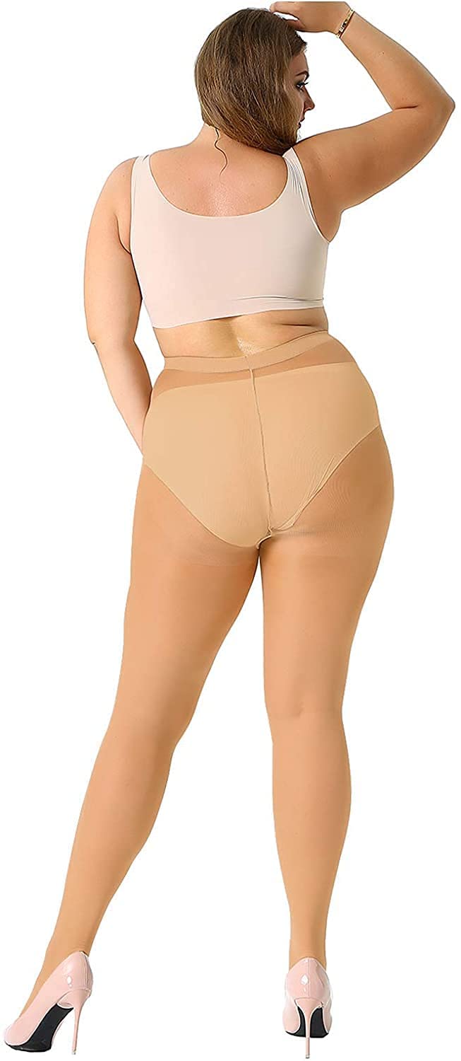 Plus Size Sheer Tights 20 Denier - 4 Pairs Black Tights for Women XL-XXXXL | Summer Comfort
