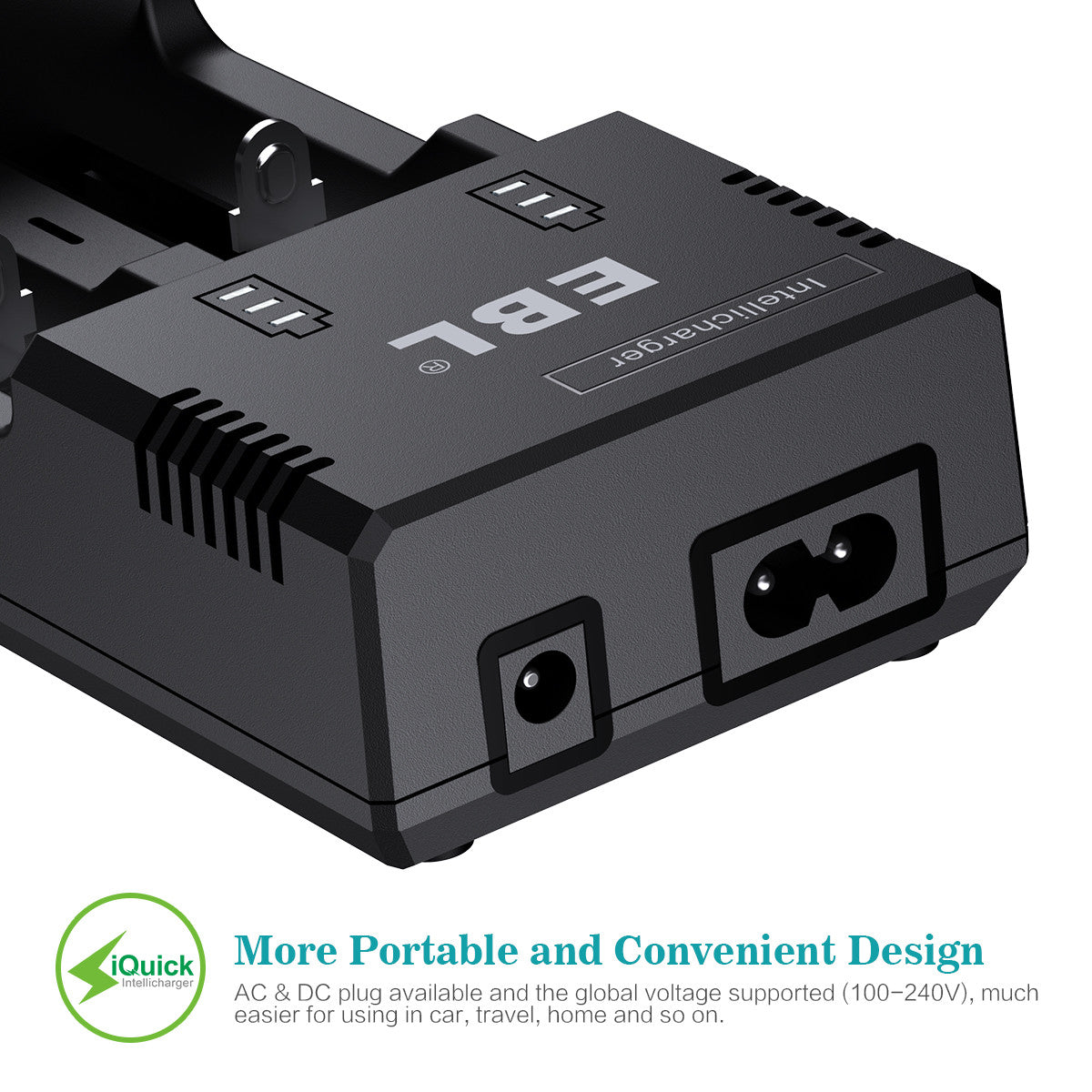 EBL 992 Smart Fast Battery Charger for 3.7V Li-ion/NiMH/NiCd AA AAA C Batteries - Perfect for Cameras, Toys, Flashlights & More