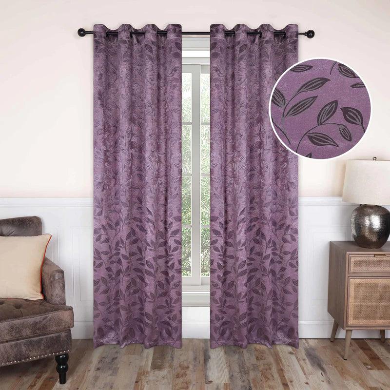 Machine Washable Blackout Curtains Set of 2 - Room Darkening Leaf Pattern Window Drapes for Bedroom & Living Room - Blocks Sunlight & Noise for Better Sleep