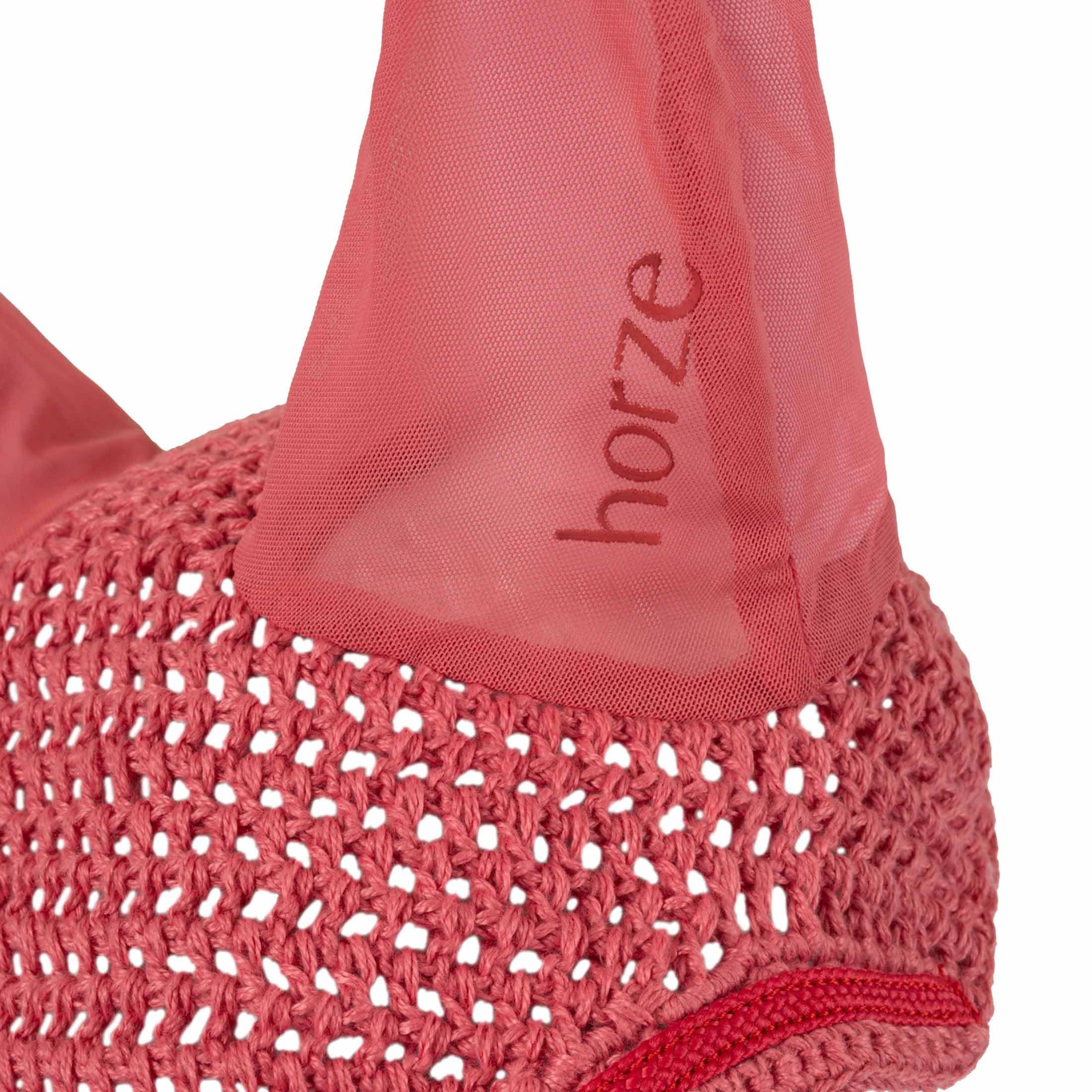 HORZE Rose Tonique Ear Net for Horses - Breathable Fly Protection in Fruit Dove Color - Ideal for Riding, Training, and Stable Use