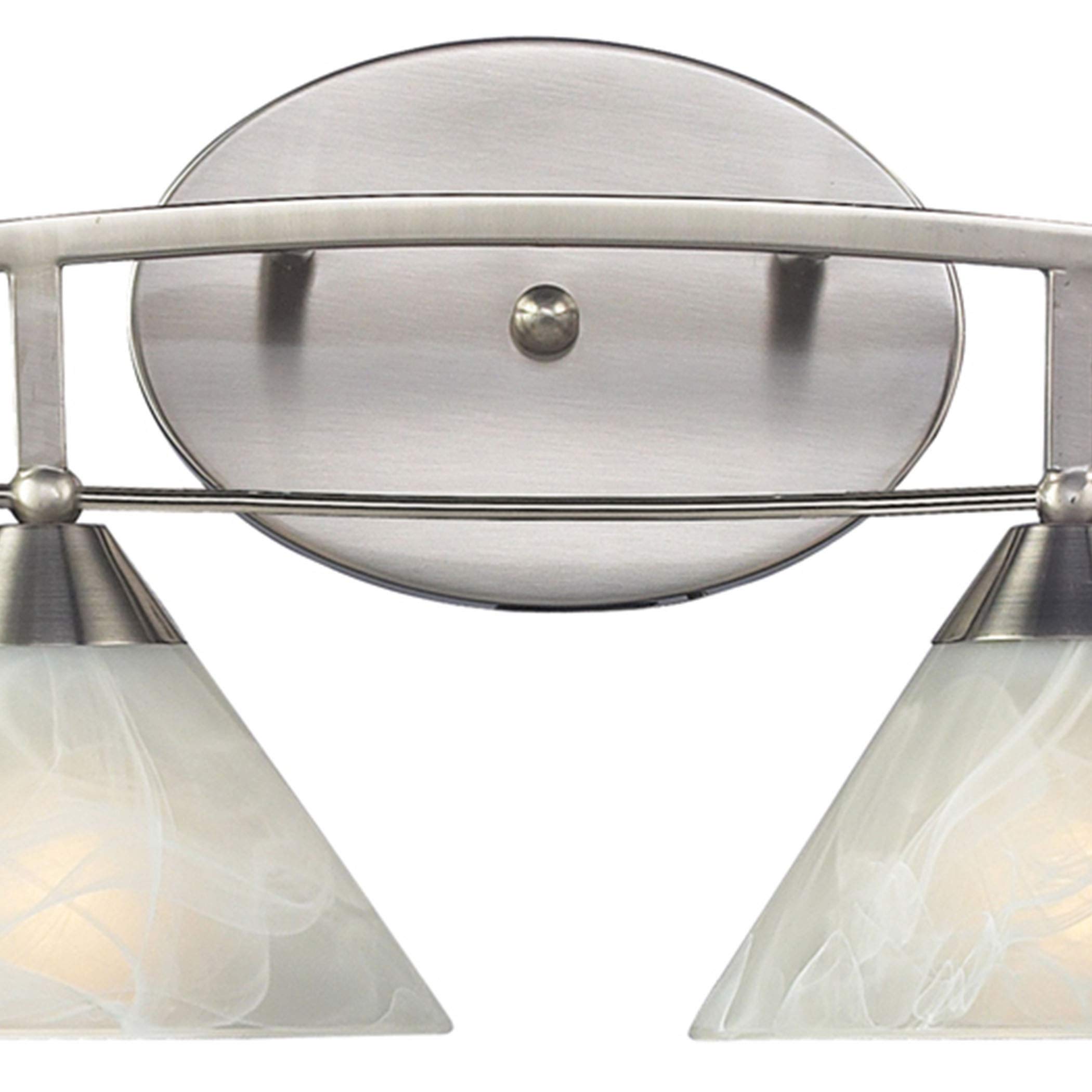 Elk Home Elysburg 4-Light Bathroom Vanity Light in Satin Nickel Finish with White Marbleized Glass - Transitional Style Wall Sconce for Bathroom, Powder Room, and Dressing Area Lighting