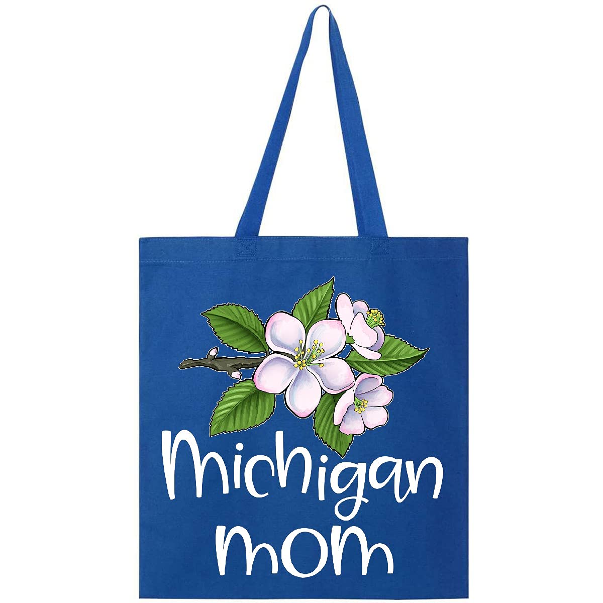 Inktastic Michigan Mom Apple Blossoms Tote Bag - Stylish Reusable Shopping Bag for Women, Perfect for Groceries, Beach, Work & Travel