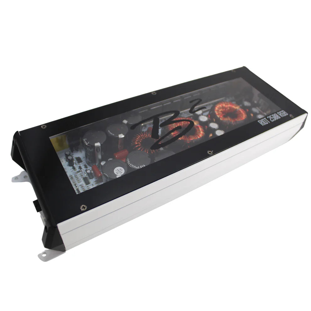 B2 Audio RIOT Series 2500W 1 Ohm Class D Monoblock Car Amplifier with RGB LED Lights - Powerful Bass Boost for Car Audio Systems, Subwoofers, and Custom Vehicle Stereo Installations