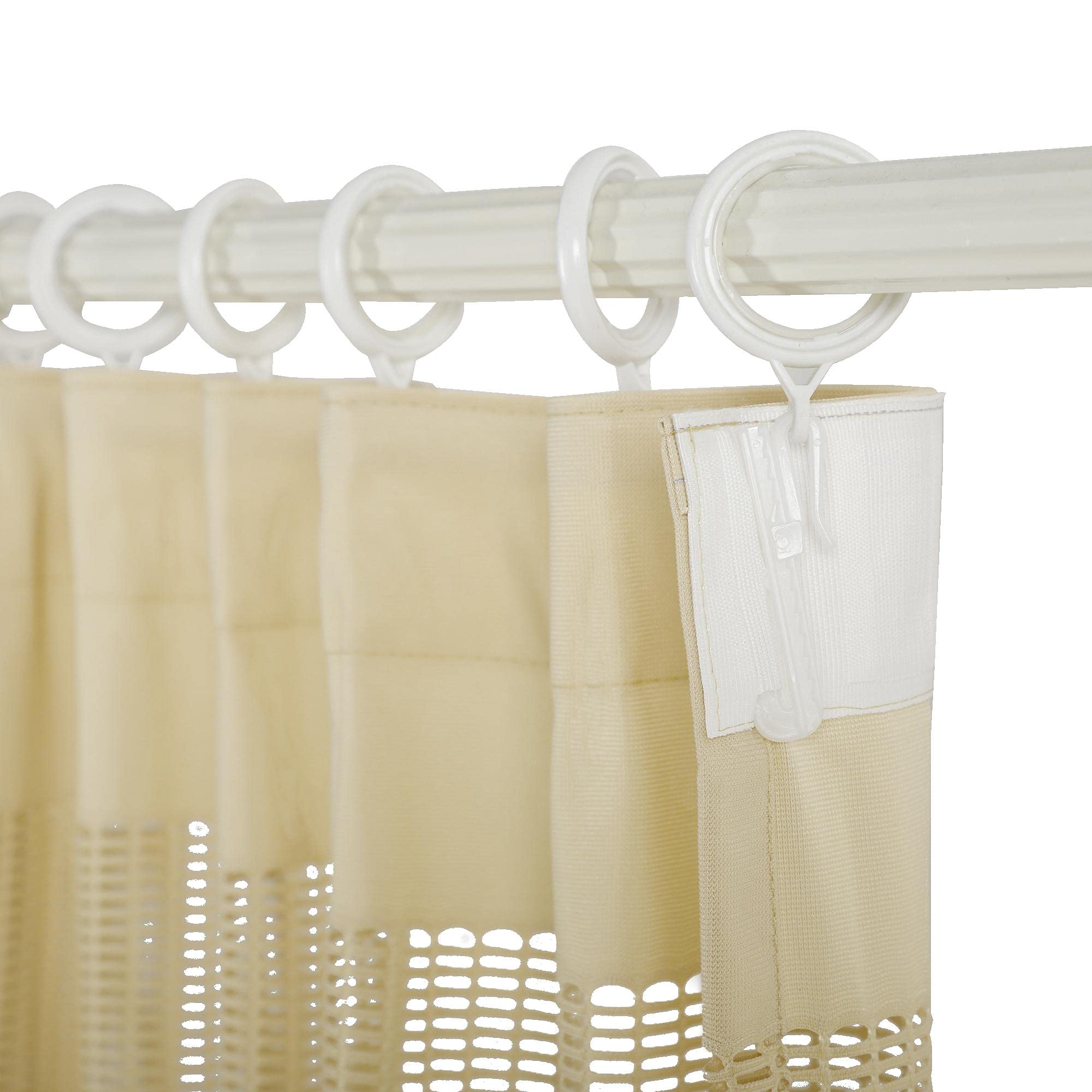 Beige Room Divider Curtains - 12' x 8.5' Privacy Partition with Flat Hook Hanging for Spa, Lab, Office & Home Use - Sound Dampening & Space Dividing Solution
