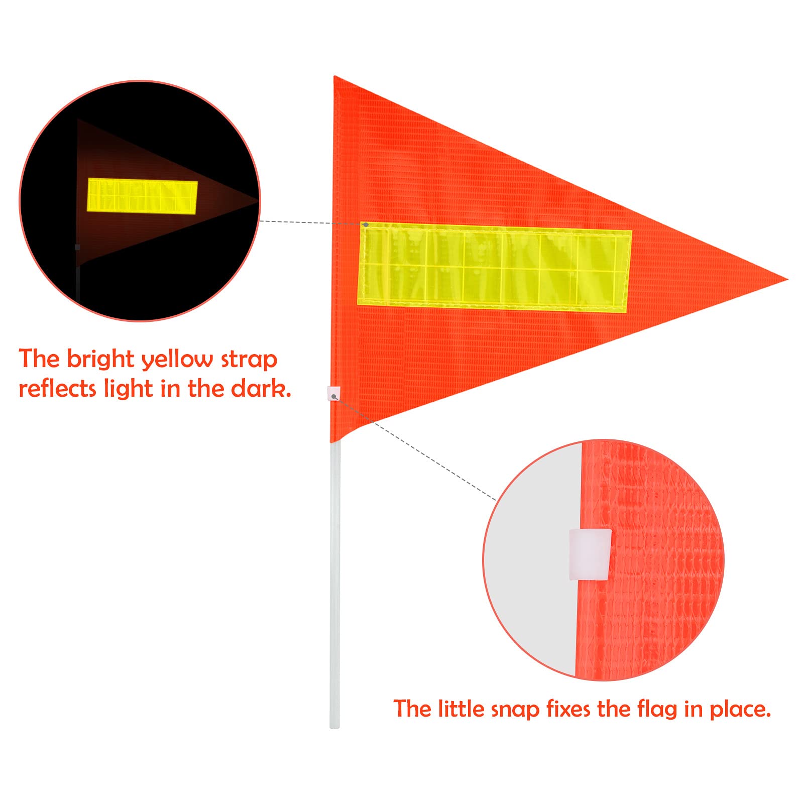 2 Pack Bike Safety Flags with Pole - Reflective Strap, Adjustable Height, Heavy Duty Fiberglass, Waterproof - Perfect for Cycling, Bicycle Commuting & Outdoor Adventures - USA Flag Design