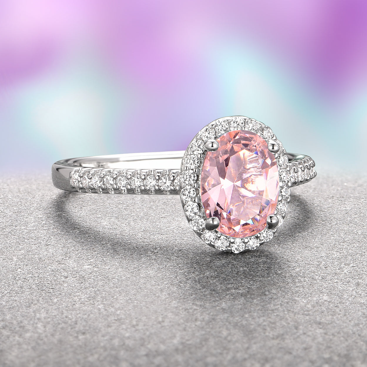 14K White Gold Iris Oval Morganite Engagement Ring - Elegant & Timeless Wedding Jewelry for Brides, Anniversaries & Special Occasions