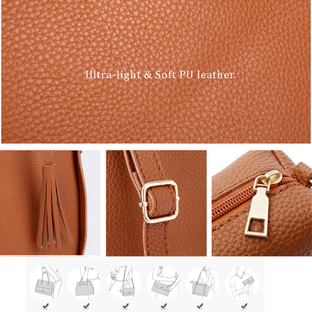 Segater® Women's Handbag Set - Shoulder Bag, Crossbody Bag, Wallet & Card Purse (4-Piece) - Perfect for Work, Travel & Everyday Use