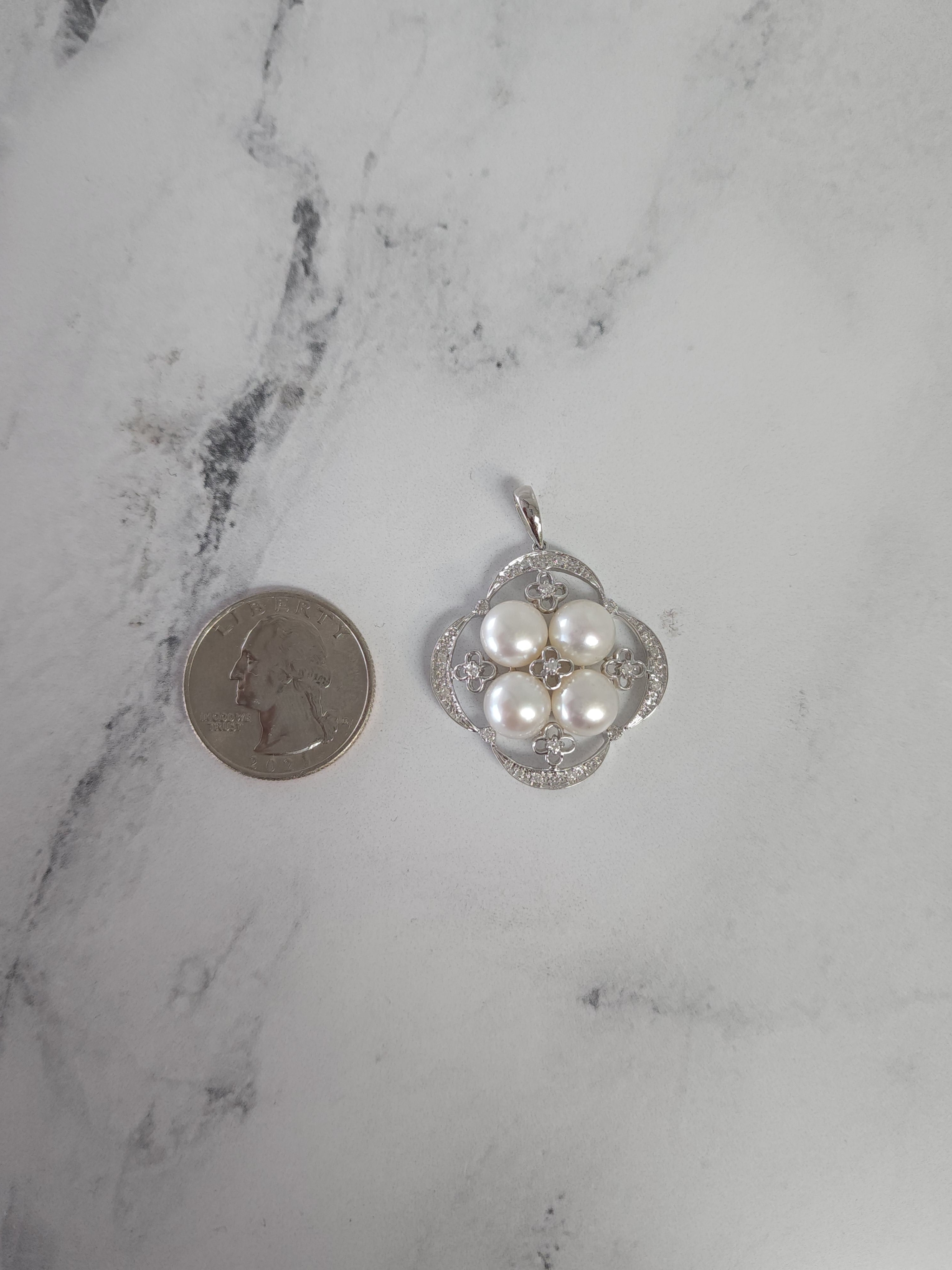 Elegant Freshwater Pearl & Pave Diamond Accent Necklace - Perfect for Weddings, Anniversaries & Special Occasions