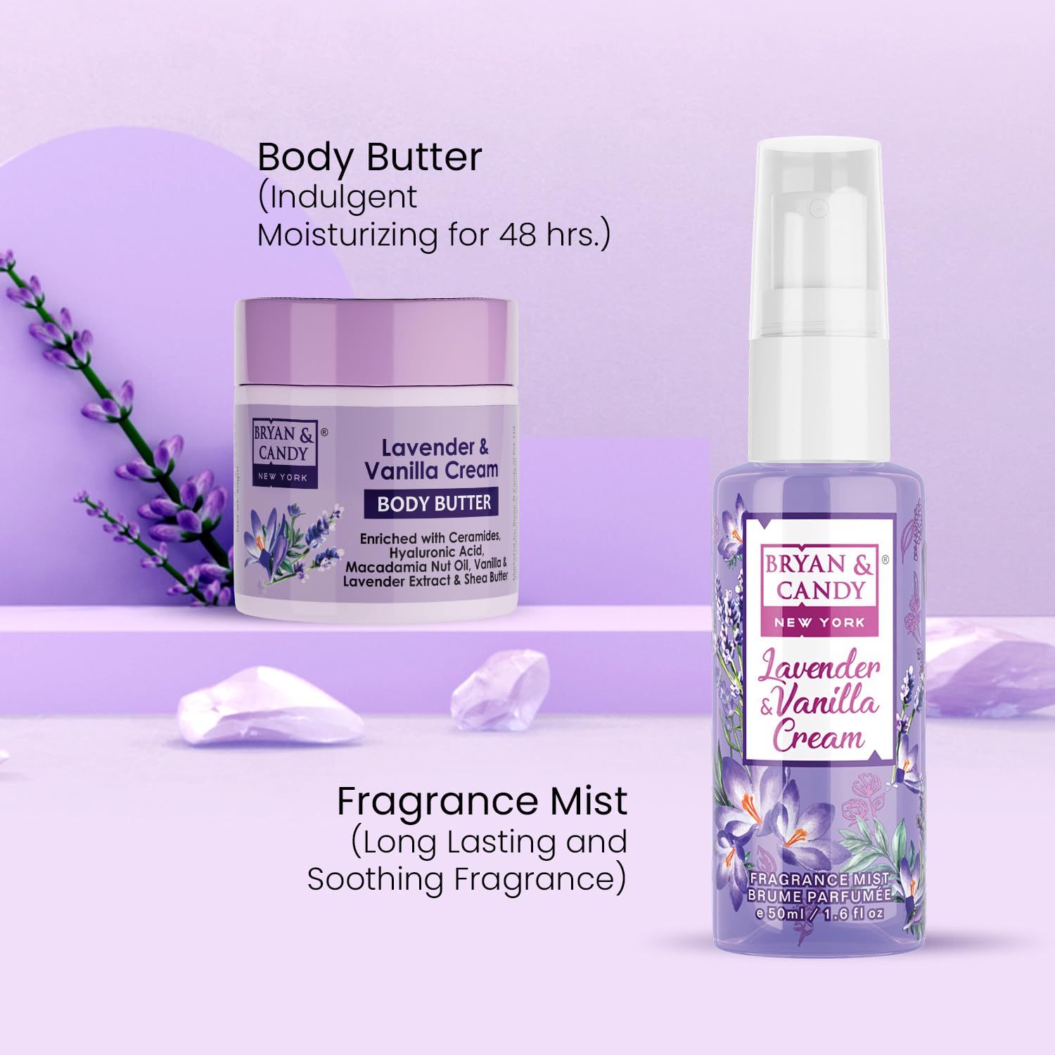 Lavender Bath Tub Gift Set for Men & Women - Complete Home Spa Kit with Shower Gel, Body Lotion, Sugar Scrub, Fragrance Mist, Body Butter & Scented Candle | Relaxing Self-Care & Romantic Gift Idea