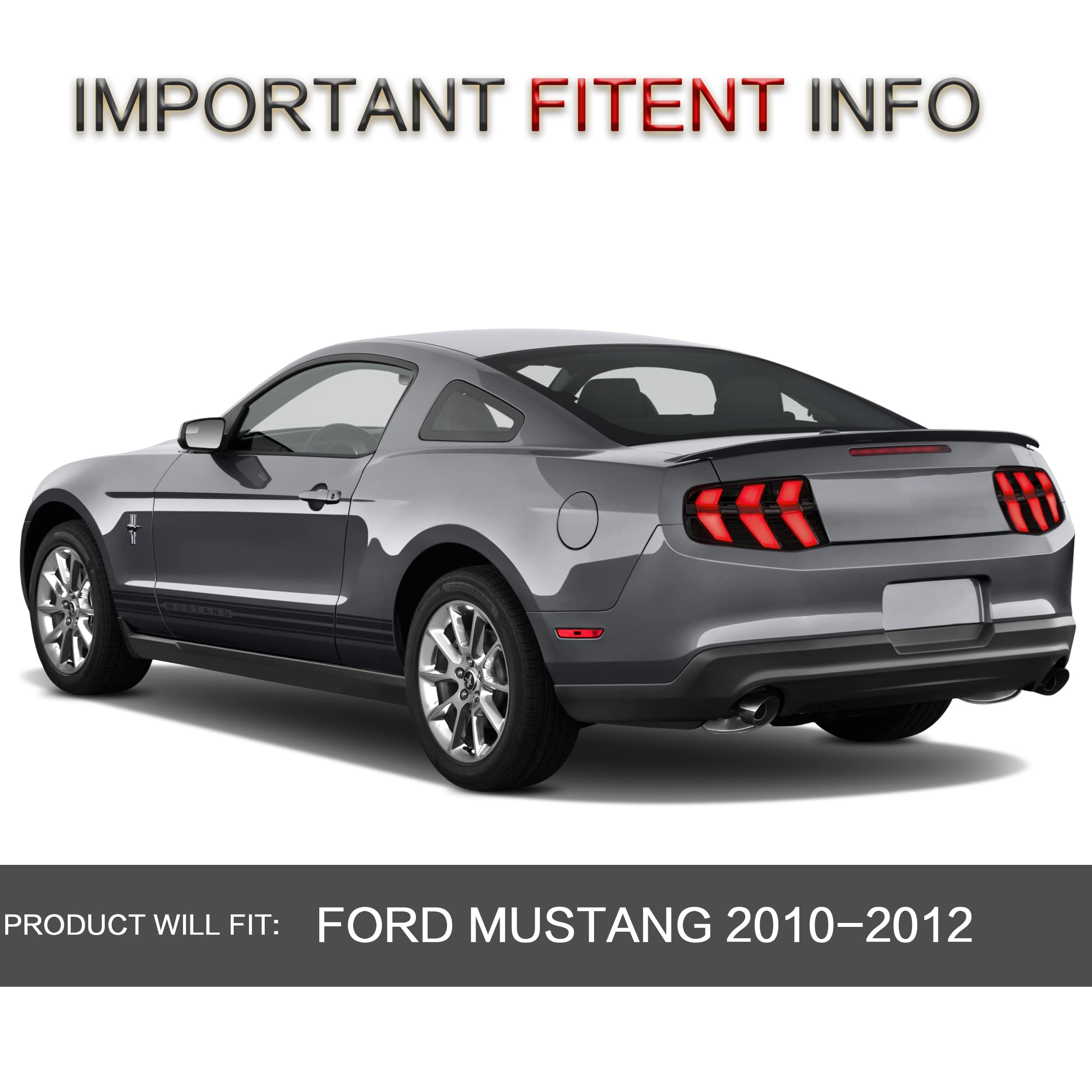 VLAND LED Tail Lights Assembly for Ford Mustang 2010-2012 - Full LED Tail Lamp with Turn Signal - Plug & Play Replacement - Perfect for Night Driving & Car Customization
