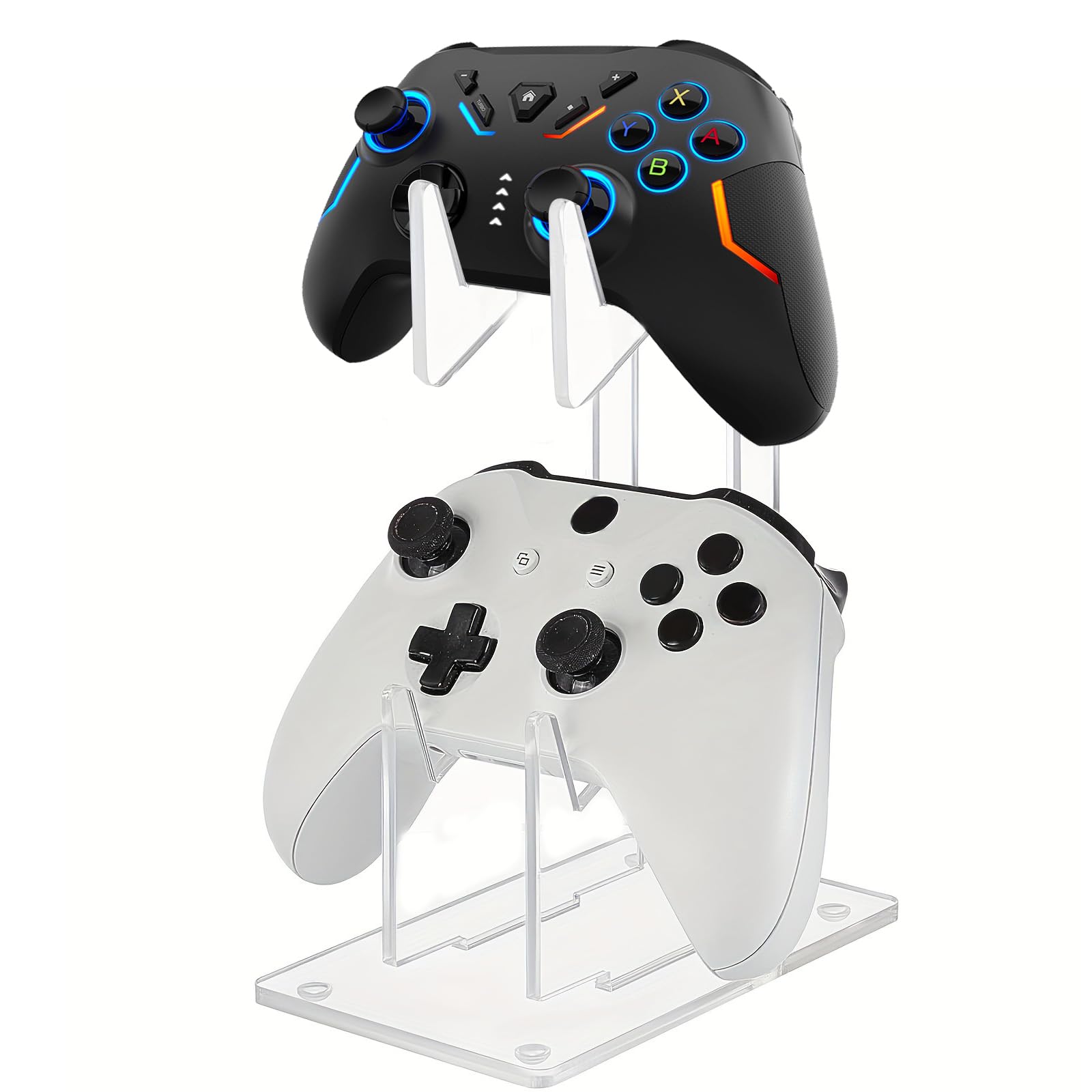Premium ARHAR Acrylic Controller & Headphone Holder - 2-Tier Transparent Gaming Accessory Organizer for PS5, Xbox, PC - Perfect for Home, Office, Studio & Bedroom Gaming Setup
