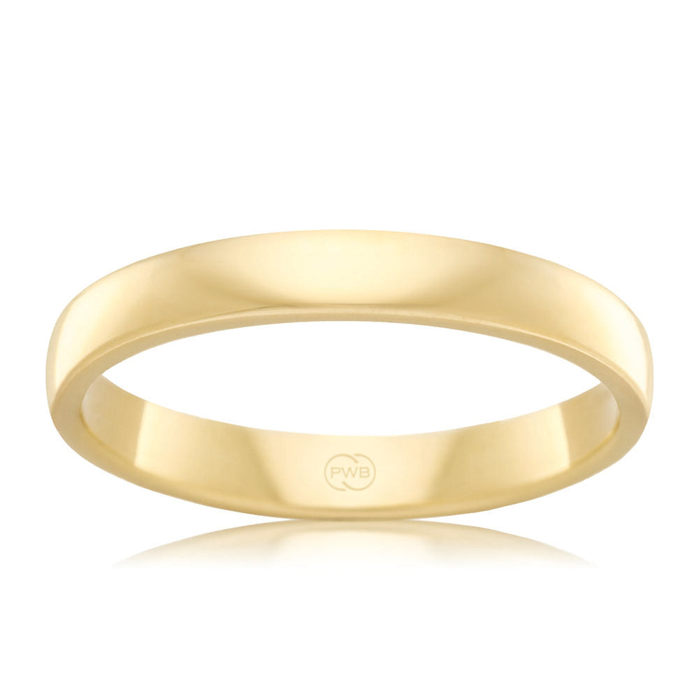 9ct Yellow Gold 3mm Classic Barrel Ring - Size N - Elegant Everyday Jewelry for Women, Perfect for Gifts & Special Occasions