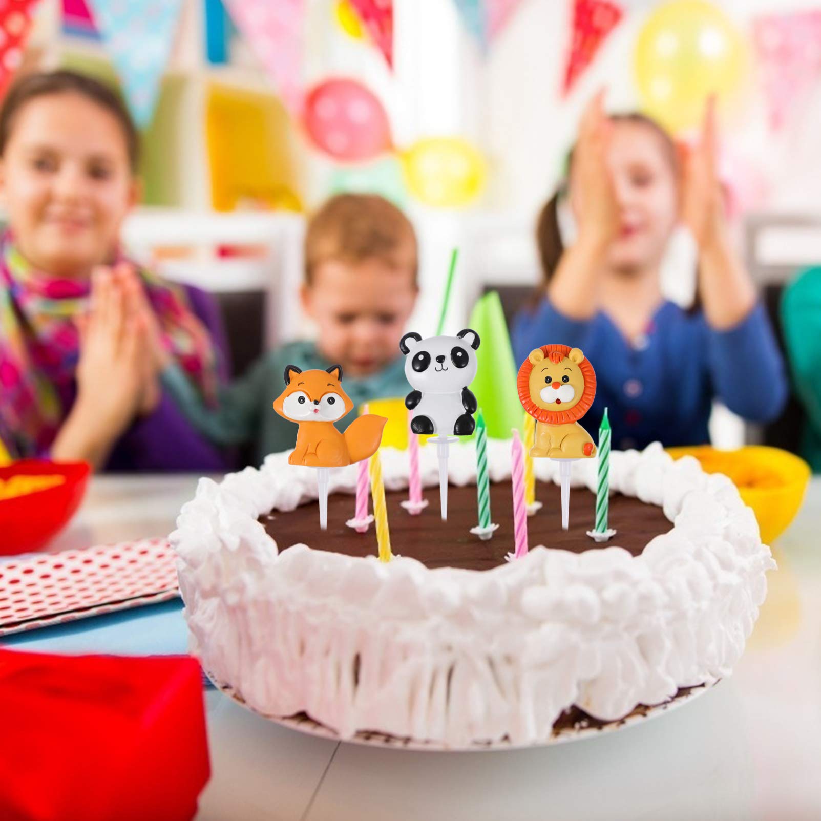 Jungle Animal Cake Toppers 5Pcs - Zoo Animal Cake Decorations for Birthday Party, Baby Shower & Jungle Theme Celebrations - Perfect for Cakes, Cupcakes & Desserts