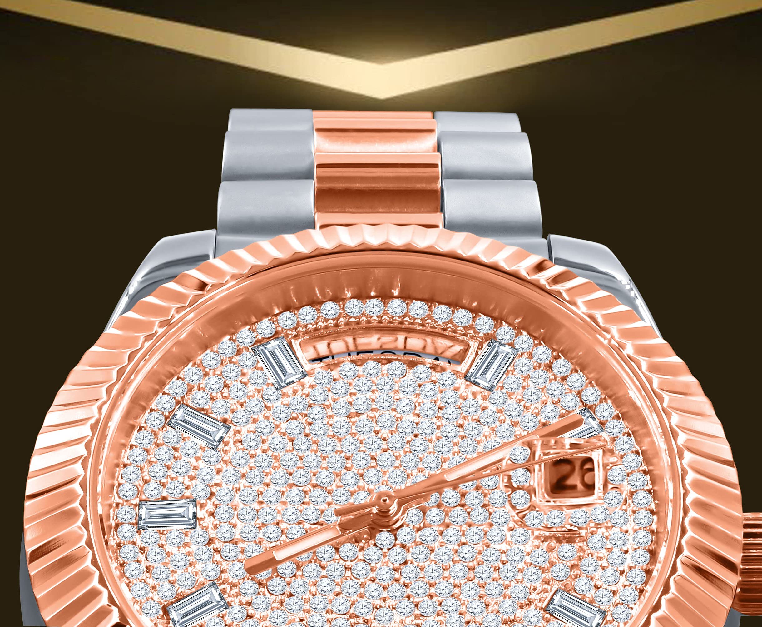 Luxury Aristocratic Steel Automatic CZ Watch for Men - Waterproof Dress Watch with Swarovski Crystals - Perfect for Business, Formal Events & Special Occasions