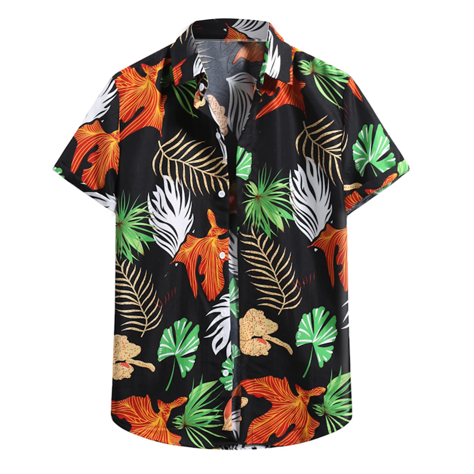 DFFNY Men's Casual Short Sleeve Polo Shirts with Floral Print & Button Down Collar - Breathable Beach Shirt for Summer, Outdoor Activities & Casual Wear