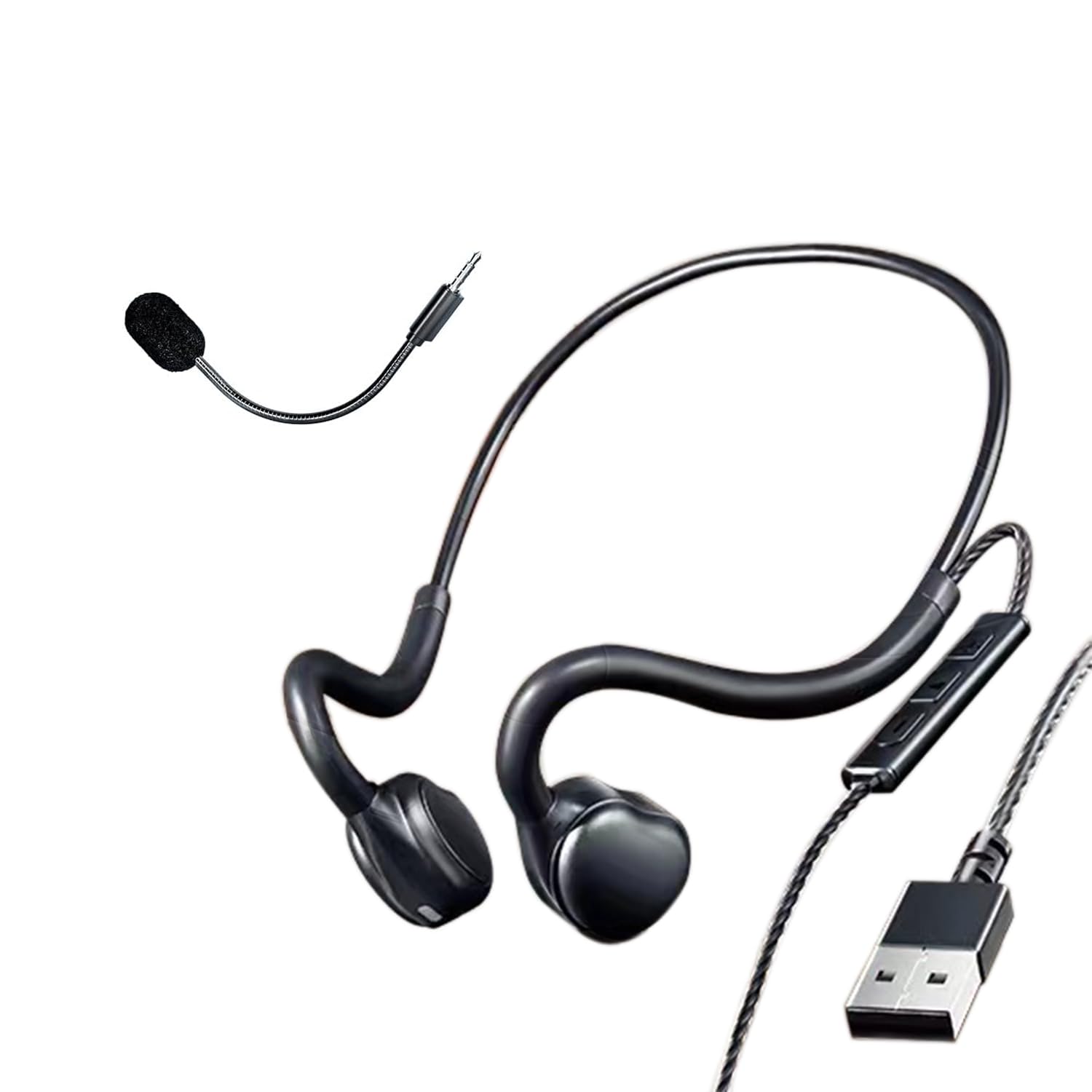 Open Ear Wired Headphones H08A - Lightweight Air Conduction Stereo Headset with Enhanced Mic for School, Gaming & Work | Perfect for Online Classes, Homework, Music & PC Gaming