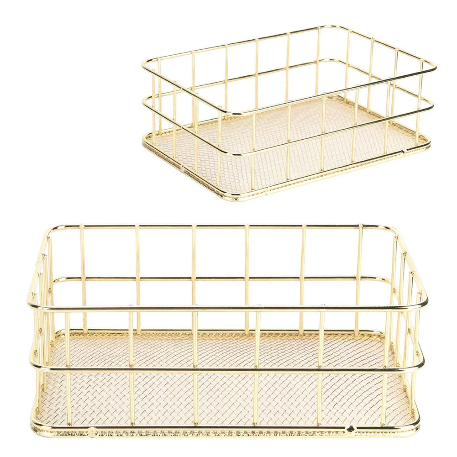 GLOGLOW Storage Basket - Small Iron Wire Mesh Organizer for Home, Office, Bathroom, Laundry & Pantry | Perfect for Desk Organization, Bathroom Storage & Closet Accessories
