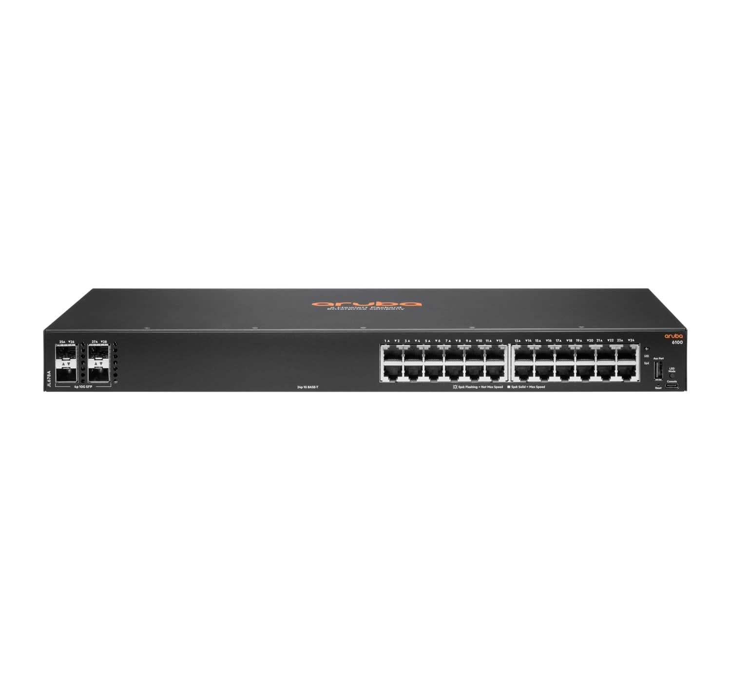 Aruba 6100 24-Port Gigabit Ethernet Switch | 24G 4SFP+ | Managed L3 | 10/100/1000 Mbps | 1U Rackmount | JL678A | Ideal for Business Networks & Data Centers