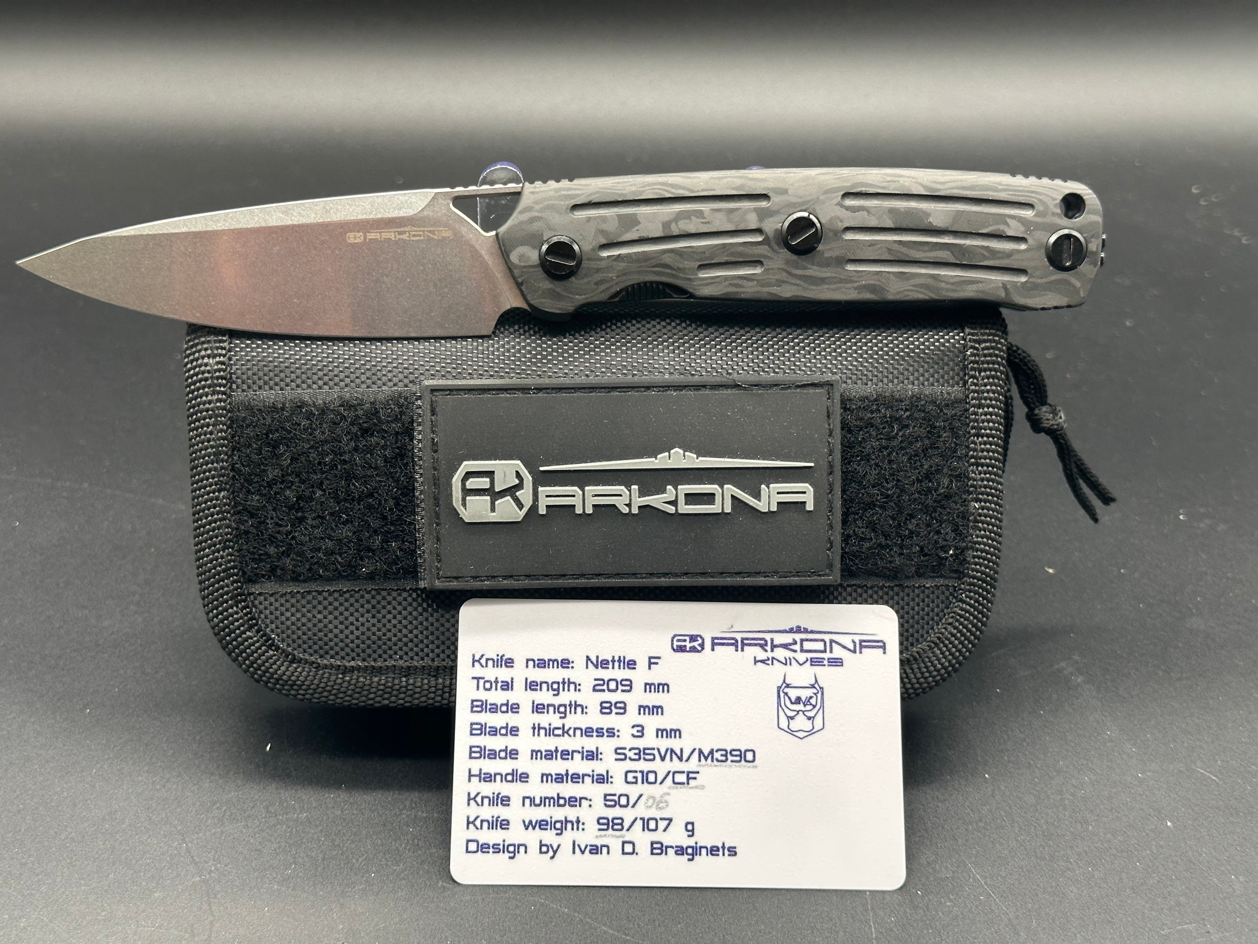 Arkona Nettle F M390 Knife - Premium KNP Exclusive Tactical Folding Knife for Outdoor Camping, Hunting & EDC