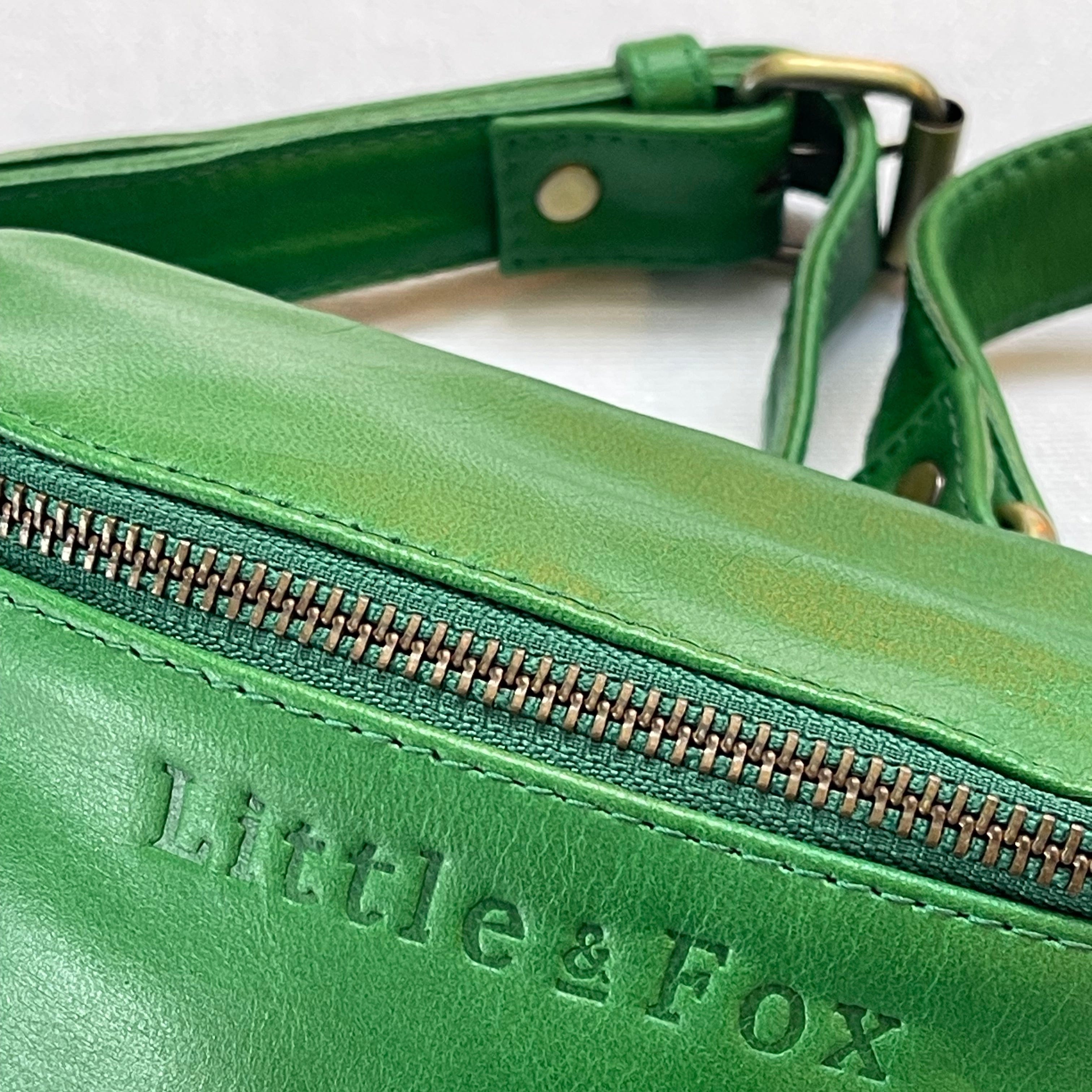The Little & Fox Genuine Leather Bum Bag - Stylish Emerald Green Waist Pack for Travel, Hiking & Everyday Use