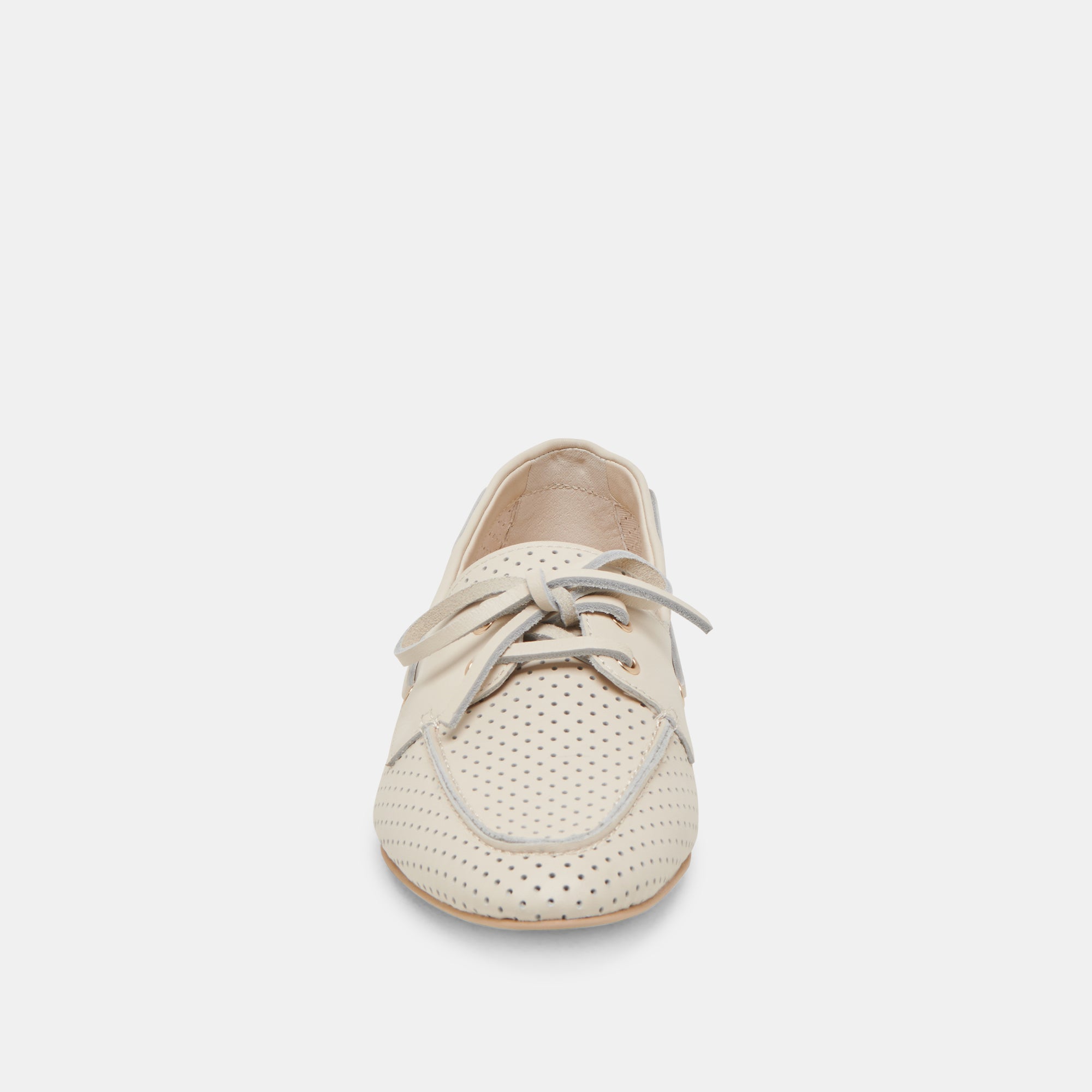 LAKIN Women's Ivory Perforated Leather Loafers - Comfortable Slip-On Shoes for Casual Wear, Office & Travel
