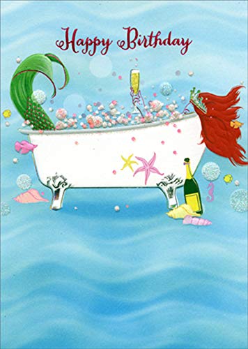 Avanti Mermaid Bubble Bath Funny Birthday Card for Women - Humorous A-Press Greeting Card with Feminine Design - Perfect for Her Birthday, Anniversary & Special Occasions