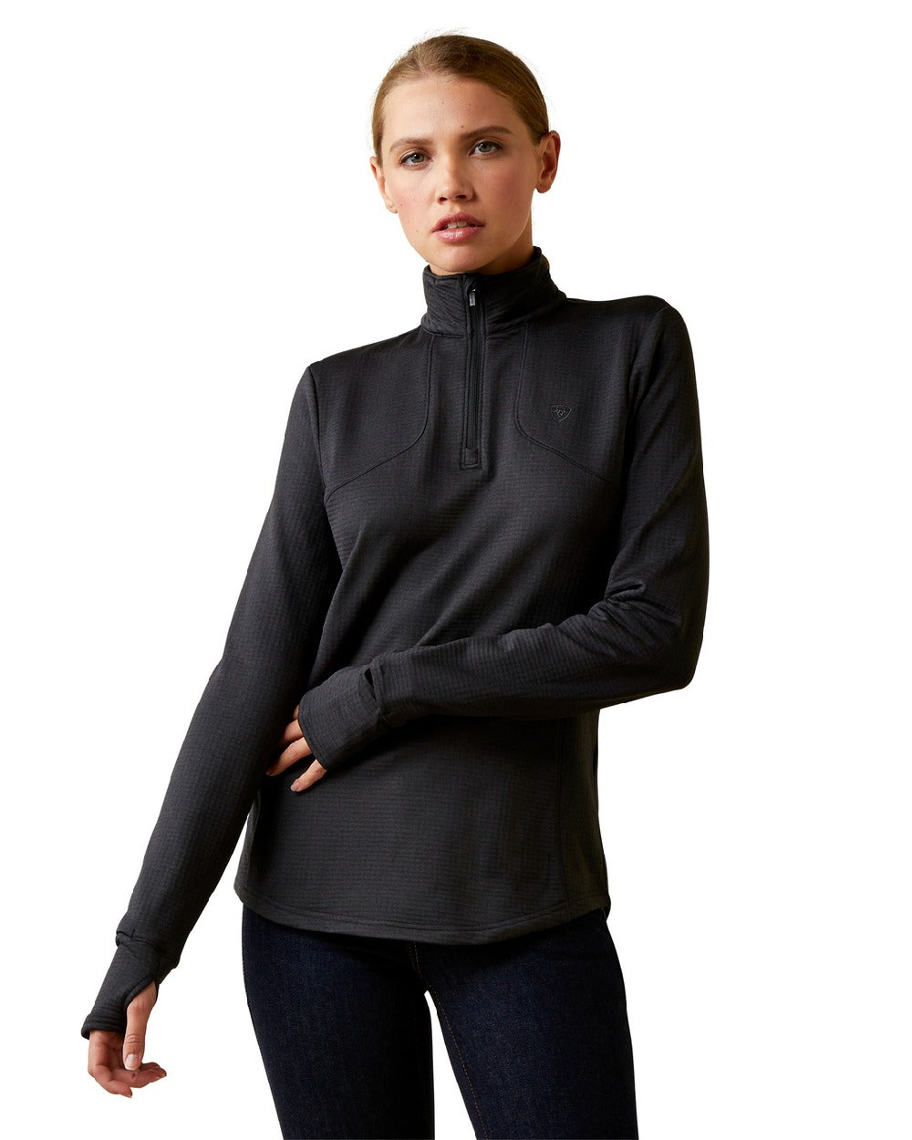 Ariat Women's Gridwork 1/4 Zip Base Layer Top - Thermal Long Sleeve Shirt for Cold Weather Riding, Hiking & Outdoor Activities