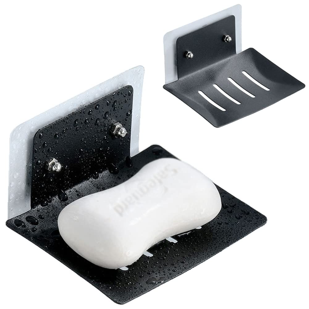 Stainless Steel Soap Dish Holder for Shower - Pack of 2, Wall Mount & Drain Tray - Perfect for Bathroom & Kitchen